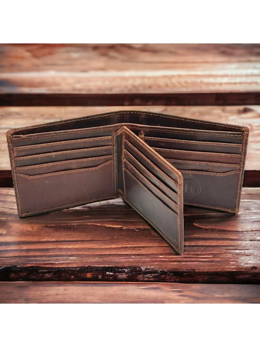 Vintage Leather RFID Slim Bifold Wallet for Men - Classic Brown Credit Card